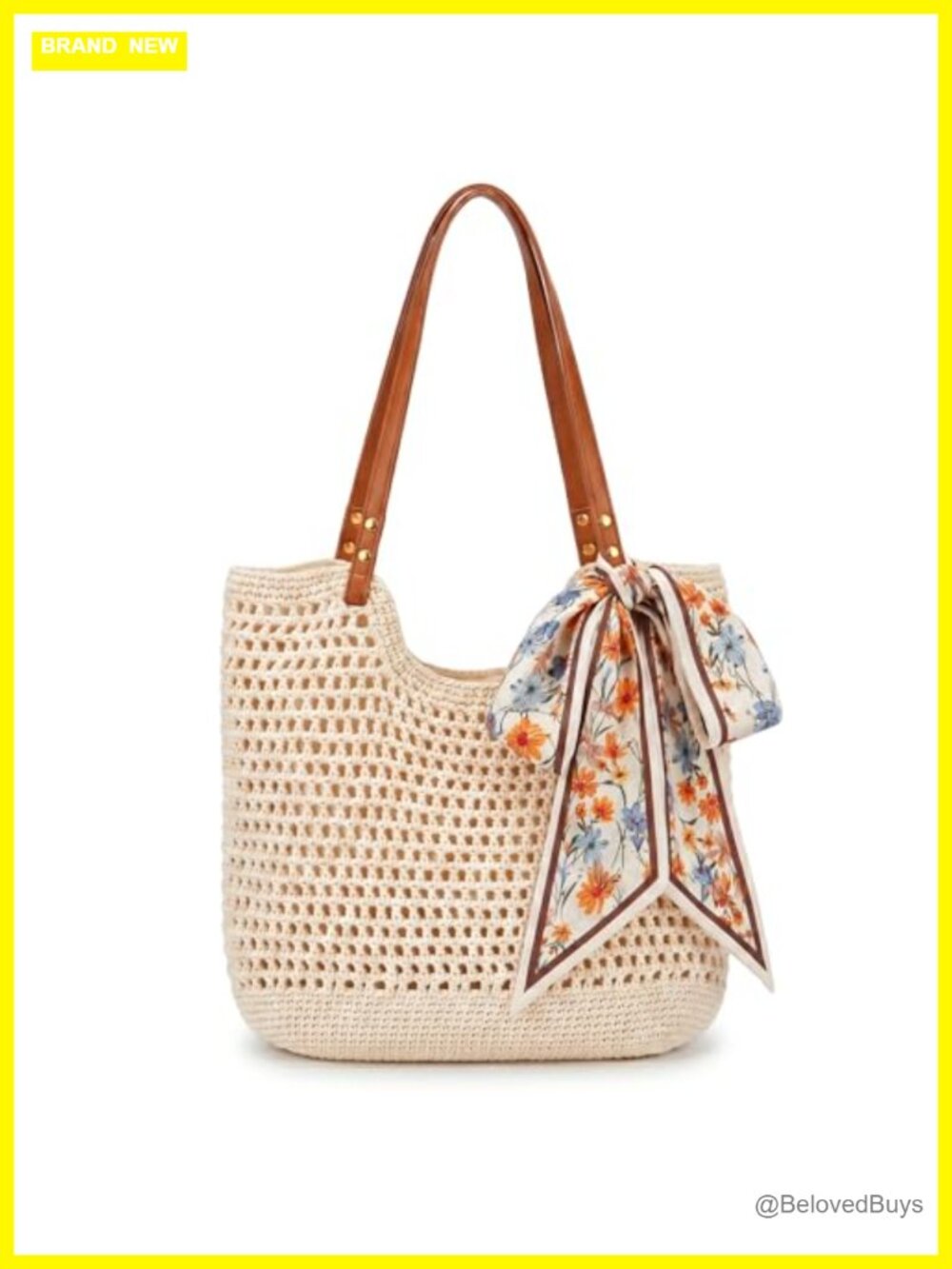 Crochet Beach Tote Bag for Women, Summer Woven Purse, Straw Style